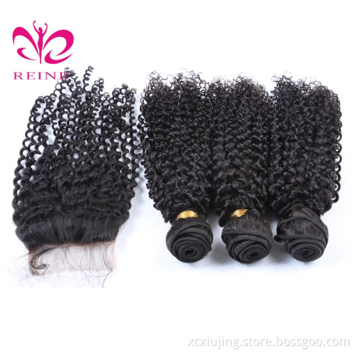 100% Unprocessed Wholesale Human Hair , Kinky Curl Virgin Brazilian Hair Extension With Brazilian Hair Closure
